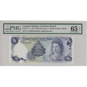 Cayman Islands 1 Dollar L. 1971 ND (1972 Issue) - PMG 65 EPQ Gem Uncirculated