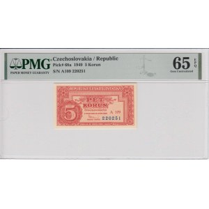 Czechoslovakia 5 Korun 1949 - PMG 65 EPQ Gem Uncirculated