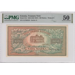 Estonia 100 Marka 1923 - PMG 50 About Uncirculated