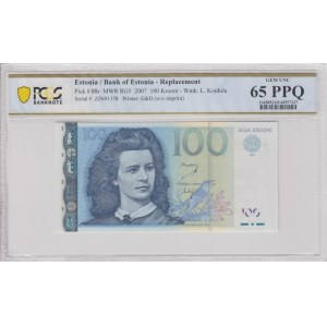 Estonia 100 Krooni 2007 ZZ - Replacement - PCGS 65 PPQ GEM UNC