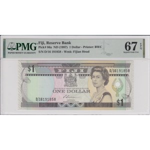 Fiji 1 Dollar ND (1987) - PMG 67 EPQ Superb Gem Unc