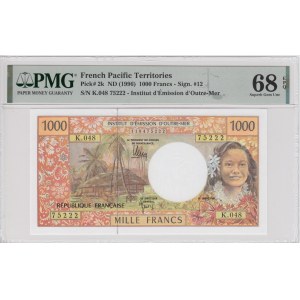 French Pacific Territories 1000 Francs ND (1996) - PMG 68 EPQ Superb Gem Unc