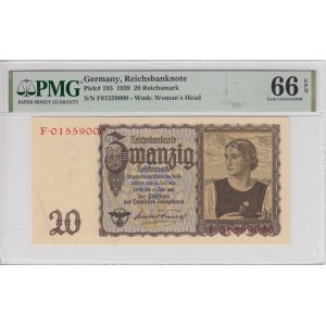 Germany 20 Reichsmark 1939 - PMG 66 EPQ Gem Uncirculated