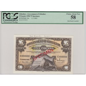 Gibraltar 5 Pounds 1965 - Specimen - PCGS 58 Choice About New
