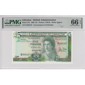 Gibraltar 5 Pounds 1988 - PMG 66 EPQ Gem Uncirculated