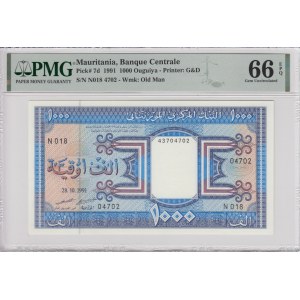 Mauritania 1000 Ouguiya 1991 - PMG 66 EPQ Gem Uncirculated