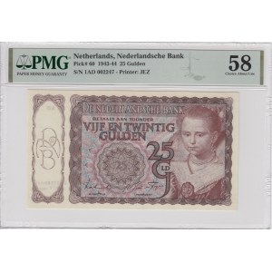 Netherlands 25 Gulden 1943-1944 - PMG 58 Choice About Unc