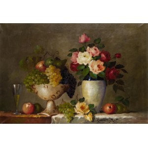 Carl Holger Fischer (1885 - 1955), Stilleben mit Blumen und Früchten