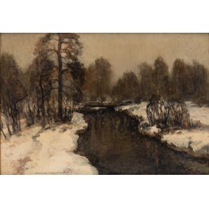 Wiktor Korecki (1890 Kamieniec Podolski - 1980 Milanówek), Stream in a winter landscape