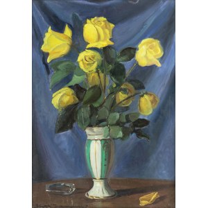 Błażej Iwanowski (1889 Jablonna-1966 Warschau), Gelbe Rosen in einer Vase