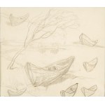 Bronislaw Jamontt (1886 Dokudowo -1957 Torun), Pair of sketches : boats and nature.