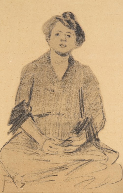 Julian Fałat (1853 Tuligłowy - 1929 Bystra), Siedząca kobieta (żona artysty)