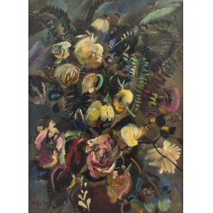 Ludwik Klimek (1912 Skoczów - 1992 Nizza), Rosen auf dunklem Grund, 1964.