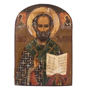 Ikone - St. Nikolaus, Russland 2. Hälfte des 19. Jahrhunderts.