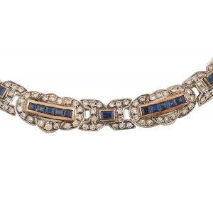 Halskette mit Diamanten und Saphiren, 2. Hälfte 20. Jahrhundert.