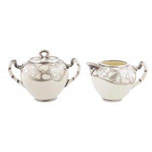 Art Nouveau sugar bowl and creamer, USA, Lenox, circa 1900.