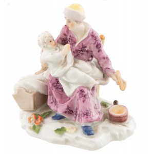 Miniature figurine - Mother feeding a baby, Meissen, after 1934.