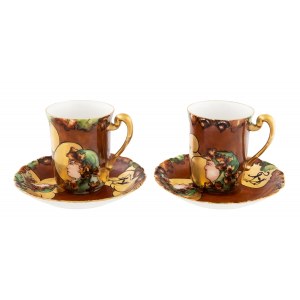 Pair of Art Nouveau coffee cups, Limoges, Tressemann &amp; Vogt, 1907-1919