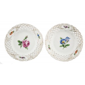 Pair of openwork plates, Meissen, early 20th century.
