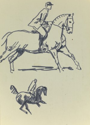Ludwik MACIĄG (1920-2007), Szkice dżokeja na koniu