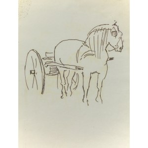 Ludwik MACIĄG (1920-2007), Skizze eines Pferdes, das vor einen Wagen gespannt ist