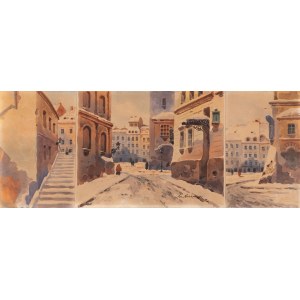 Czesław NOAKOWSKI (20th century), Old Town in Warsaw - triptych