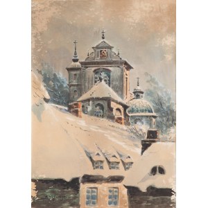 Z. WĘGLIŃSKI (19th/20th century), St. Anne's Church in Warsaw in winter