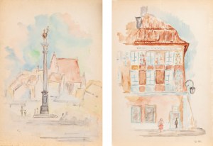 Ewa WIECZOREK (1947-2011), Set of two works - Old Town in Warsaw: 1. Sigismund's Column, 1959 2. Tenement House in the Old Town, 1959