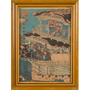 Artysta nieokreślony, japoński (XIX w.), Bitwa morska (fragment kompozycji)