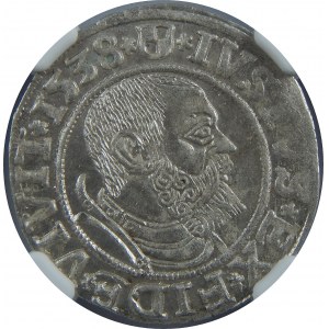 Albert Hohenzollern, Grosz 1538, Królewiec, NGC MS63