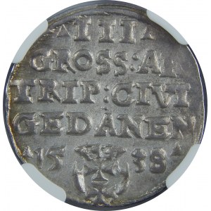 Zygmunt I Stary, Trojak 1538, Gdańsk, NGC MS63