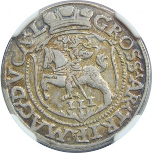 Zygmunt II August, Trojak 1564, Wilno, NGC AU58