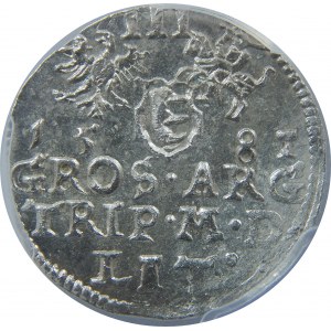 Stefan Batory, Trojak 1581, Wilno, PCGS MS62
