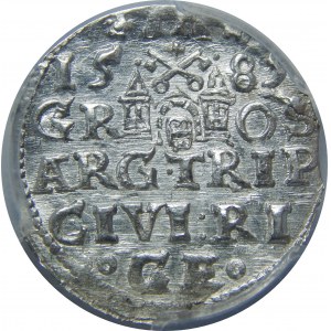 Stefan Batory, Trojak 1585, Ryga, PCGS MS63