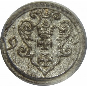 Zygmunt III Waza, Denar 1596-mała data, Gdańsk, PCGS MS64