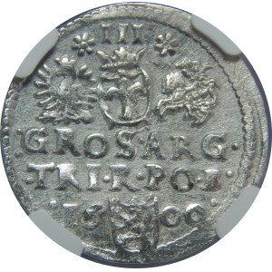 Zygmunt III Waza, Trojak 1600, Bydgoszcz, NGC MS62