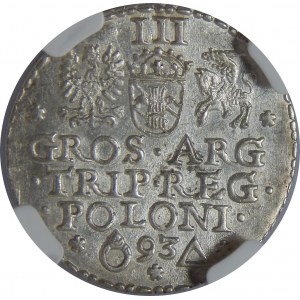 Zygmunt III Waza, Trojak 1593, Malbork, NGC MS62