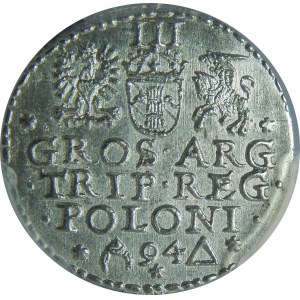 Zygmunt III Waza, Trojak 1594, Malbork, PCGS MS63
