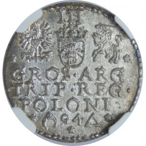 Zygmunt III Waza, Trojak 1594, Malbork, NGC MS63