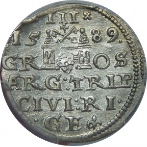 Zygmunt III Waza, Trojak 1589, Ryga, PCGS MS62