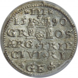Zygmunt III Waza, Trojak 1590, Ryga, PCGS MS62