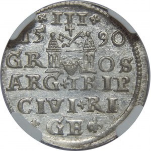 Zygmunt III Waza, Trojak 1590, Ryga, NGC MS65