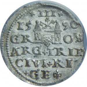 Zygmunt III Waza, Trojak 1590, Ryga, PCGS MS62
