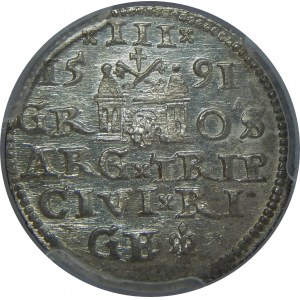 Zygmunt III Waza, Trojak 1591, Ryga, PCGS MS63