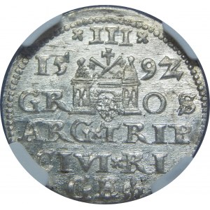 Zygmunt III Waza, Trojak 1592, Ryga, NGC MS63
