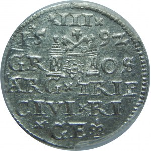Zygmunt III Waza, Trojak 1592, Ryga, PCGS MS62