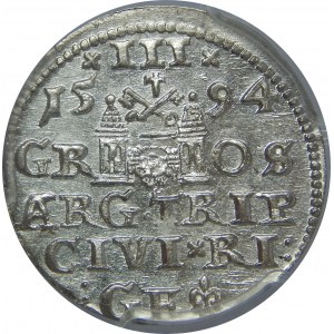 Zygmunt III Waza, Trojak 1594, Ryga, PCGS MS63