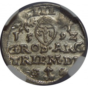 Zygmunt III Waza, Trojak 1592, Wilno, NGC MS62