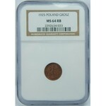 1 grosz 1925 NGC MS64 RB