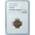 PRÓBA 5 groszy 1929 II Zjazd Numizmatyków NGC MS63 BN